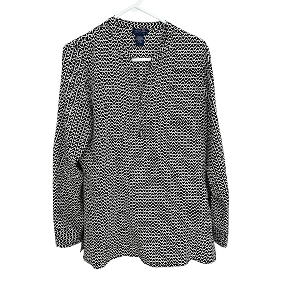 DONCASTER COLLECTION SILK BLOUSE 12 FLOWY OFFICE TRAVEL ELEGANT GEOMETRIC CHIC - Picture 1 of 12